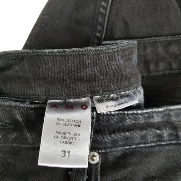 COS Black Magic Tie Ankle Jean, Washed Black Denim, Made in USA, Size 31 - Picture 9 of 12